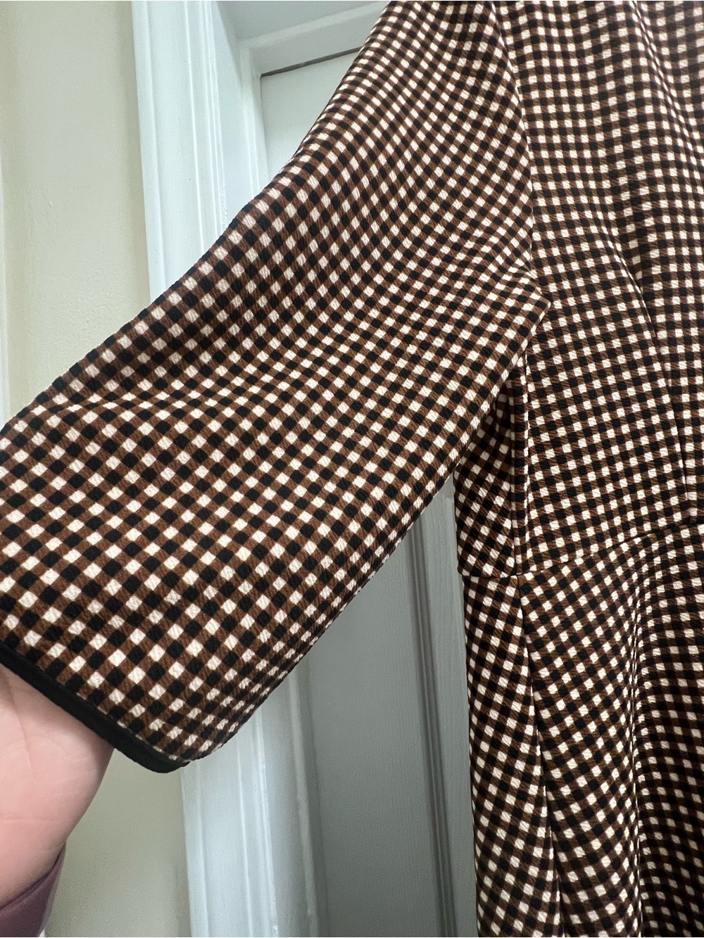 Brown and White Gingham A-Line Dress - Picture 4 of 4